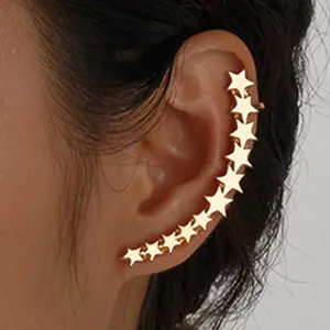 Gouden ster oor klem oorbellen, trendy mode sieraden voor vrouwen en meisjes dagelijks.