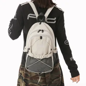Japanischer Stil lässiger Studenten Rucksack mit Netztaschen für den täglichen Weg zur Schule.