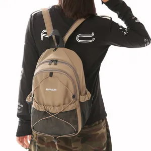 Japanischer Stil Kontrastfarbe Nylon Rucksack für Damen Freizeit Outdoor Schulranzen