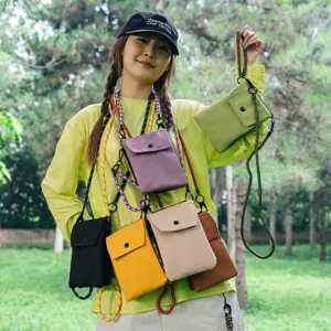 Mini borsa a tracolla da donna, borsetta porta telefono leggera in tela con tasche multiple.