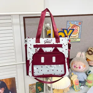 Grand sac cabas en toile motif etoiles sac a bandouillere decontracte pour femmes