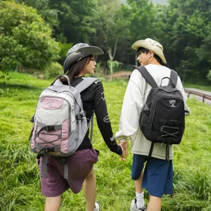 Mochila Ligera de Nailon Retro Coreana Impermeable de Alta Capacidad Mochila de Viaje Color de Contraste Bolsa de Escuela Deportiva Al Aire Libre para Pareja Mujeres Hombres