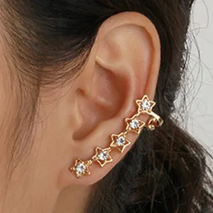 Gouden sterren oor manchet clip oorbel sprankelende zirkonia sieraden voor dames