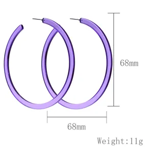 Grote paarse acryl creolen 68mm statement C-vormige oorbellen voor dames feeststijl.