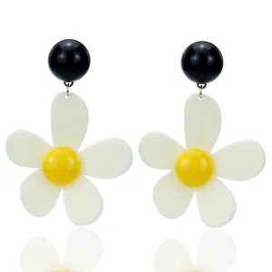 Pendientes Colgantes de Flores de Acrílico Color Caramelo Neón Exagerados Pendientes de Botón de Fiesta para Mujer Joyas