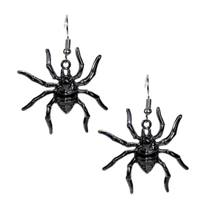 Pendientes colgantes de araña de metal negro gótico, elegantes joyas de Halloween.