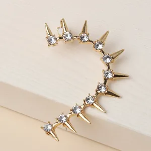 Goudkleurige metalen stekel strass oorring punk stijl enkele oorclip mode sieraden