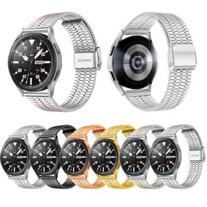 Stainless steel watch strap replacement band 20mm 22mm double buckle metal bracelet for smart watch
