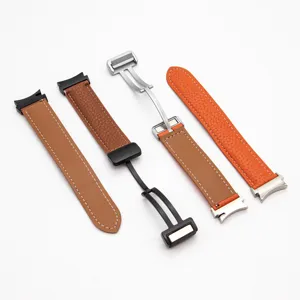 Cinturino di ricambio in pelle con chiusura pieghevole magnetica, compatibile smartwatch.