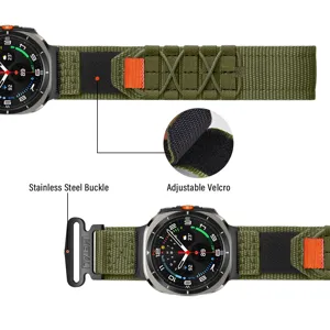Outdoor Nylon Schlaufe geflochtenes Uhrenarmband mit Klettverschluss und Edelstahlschließe.