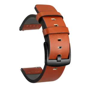 Bruine lederen horlogeband vervangende band 20mm 22mm compatibel met smartwatch modellen.
