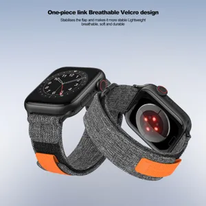 Breathable nylon alpine loop strap for smartwatch, comfortable velcro sports band replacement.