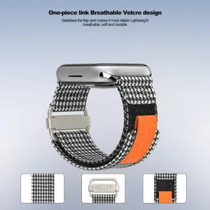 Replacement breathable nylon velcro strap for Apple Watch with stylish houndstooth pattern design