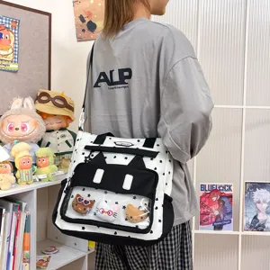 Grand sac cabas en toile pour femme, sac a bandouliere decontracte avec joli design doreurs de chat.