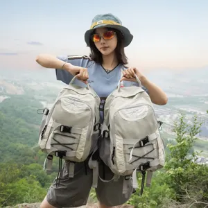Mochila de viaje al aire libre casual vintage estilo coreano gran capacidad gris mochila