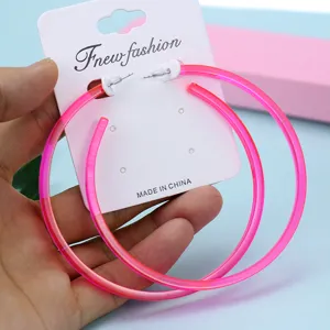 Neon roze acryl grote oorbellen voor dames, trendy feest statement oorbellen sieraden.