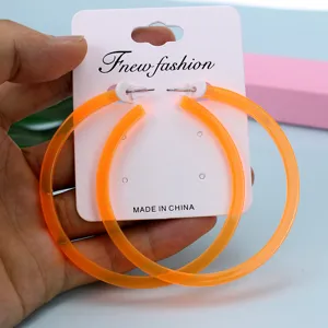 Zomer feest neon oranje acryl grote C-vormige oorbellen statement sieraden mode