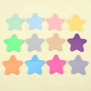 Translucent PET star sticky notes, 12 colorful aesthetic memo pads, cute pastel index tabs.
