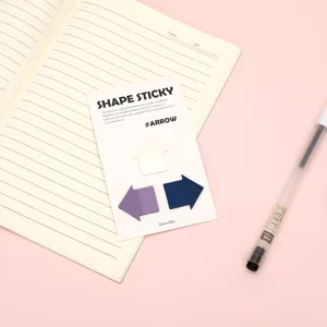 Transparent PET arrow sticky notes detail view, index tabs for office and study planning.