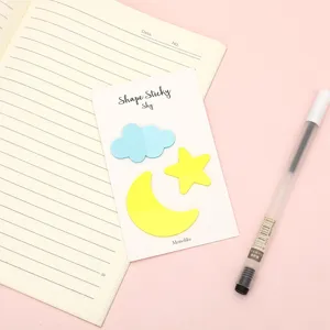 Transparent PET sticky notes cute cloud star moon shape index tabs for office school.