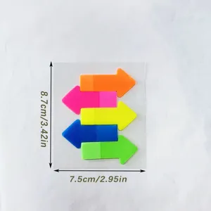 Primo piano dettagliato di foglietti adesivi e segnalibri colorati trasparenti in PET.