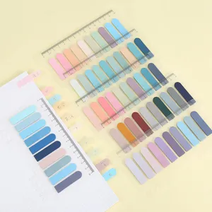 Set di note adesive indice PET Morandi con righello, etichette promemoria scrivibili impermeabili.