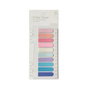 Note adesive indice PET Morandi con righello, note colorate impermeabili. 10 colori.