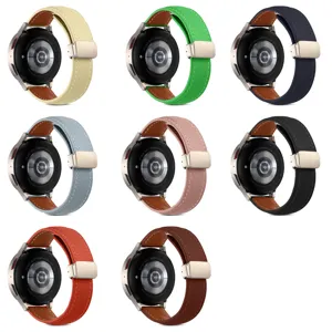 Cinturino di ricambio in pelle con fibbia magnetica pieghevole per smartwatch compatibile