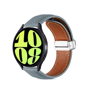 Cinturino in pelle di ricambio per smartwatch con fibbia pieghevole, elegante.
