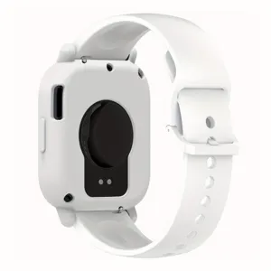 Weisse Silikon Schutzhuell und Armband Ersatz fuer Smartwatch, weich und langlebig.