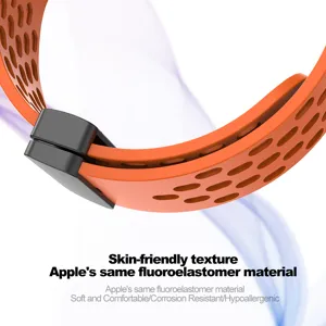 Cinturino per orologio in silicone con fori traspiranti e fibbia magnetica pieghevole.