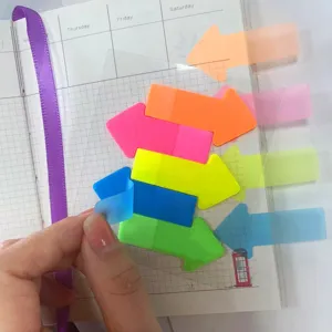 Foglietti adesivi a freccia PET trasparenti fluorescenti linguette indice dettaglio.