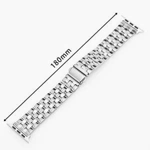 Stainless steel watch band detail, durable replacement metal strap, 180mm length.