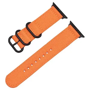 Vista dettagliata del cinturino per orologio in tessuto di nylon arancione, ricambio durevole.
