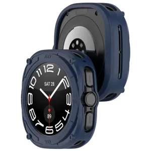 Dark blue rugged TPU protective case for smartwatch, shockproof armor cover for 47mm.
