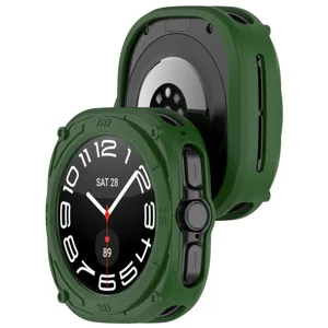 Rugged protective case for Samsung Watch Ultra 47mm, durable green TPU armor cover design.