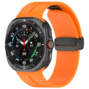 Replacement silicone watch band with magnetic buckle for smartwatch, durable and comfortable.