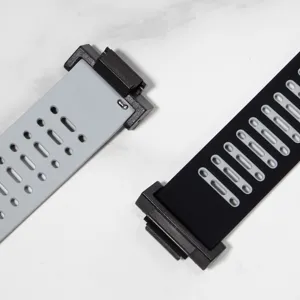 Replacement watch strap and connector adapter for customized watch modification upgrades.