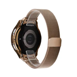 Stainless steel Milanese magnetic loop metal strap with protective TPU case for smartwatch.