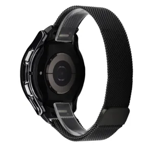 Black Milanese magnetic metal strap and TPU hollow protective case for smart watch.