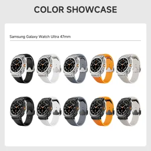 Detailed color showcase of silicone replacement watch bands, highlighting multi-color options.