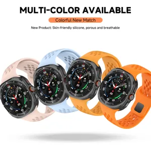 Breathable silicone sports watch band compatible with smart watch, multi-color available.