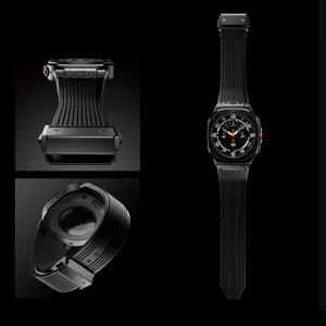 Silicone watch strap with metal connector and folding clasp for Samsung Galaxy Watch Ultra 47mm.
