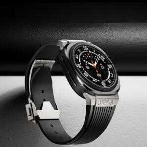 Silicone watch strap with metal lugs and stainless steel deployant clasp for smartwatch