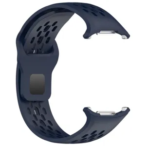 Dark blue silicone breathable sport watch band with holes and metal connectors replacement.
