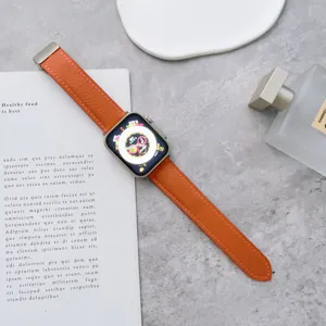 Cinturino in pelle con stampa litchi arancione e fibbia pieghevole magnetica orologio
