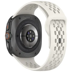 Replacement white silicone sport strap with breathable holes for Samsung Galaxy Watch Ultra.