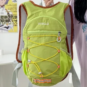 Sac à Dos Léger en Nylon Imperméable pour Plein Air Voyage Cyclisme Randonnée Escalade Sport Daypack Unisexe Sac Bandoulière Avec Cordon