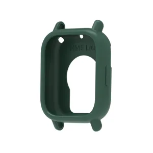 Dunkelgrüne Silikon Smartwatch Schutzhülle Detailansicht, weicher Bumper mit präzisen Aussparungen.