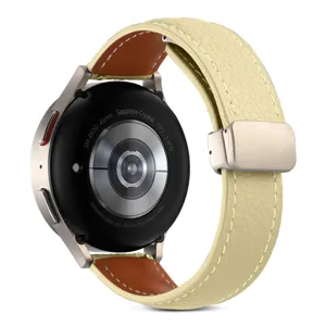 Cinturino di ricambio in pelle con fibbia pieghevole magnetica per smartwatch.